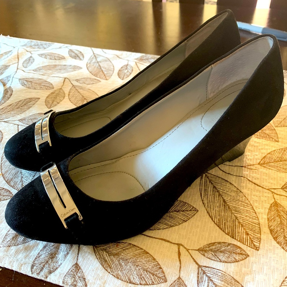 Calvin Klein suede wedge dress shoes